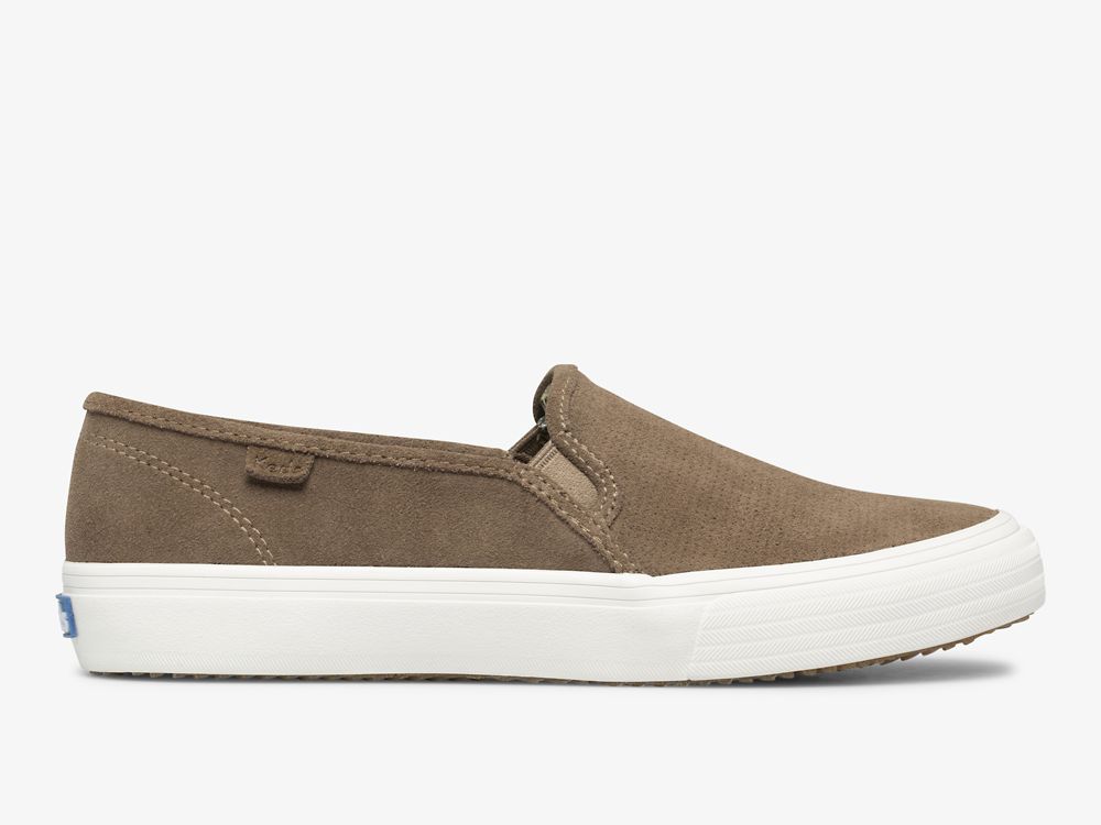 Keds Double Decker Perf Suede Ženske Slip On Sneakers Kaki Boja | RS-92644