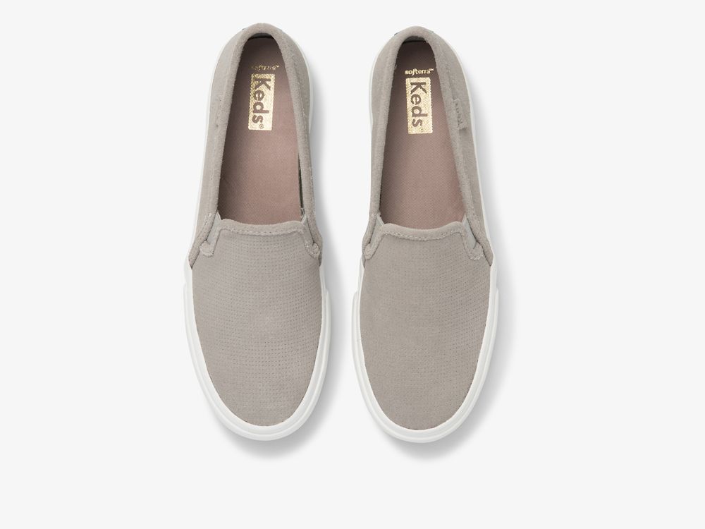 Keds Double Decker Perf Suede Ženske Slip On Sneakers Sive | RS-96756