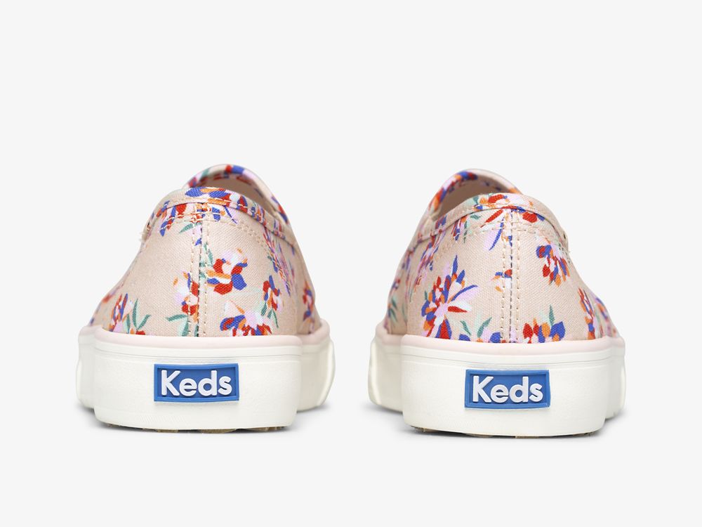 Keds Double Decker Spring Floral Ženske Slip On Sneakers Smeđe | RS-95935