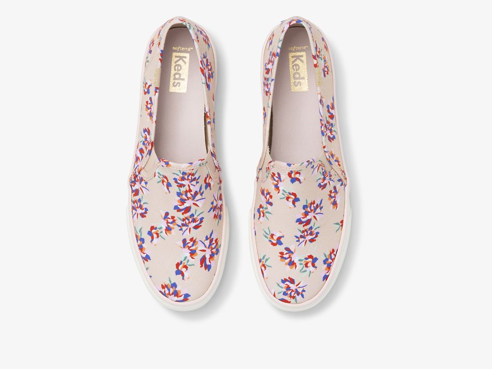 Keds Double Decker Spring Floral Ženske Slip On Sneakers Smeđe | RS-95935