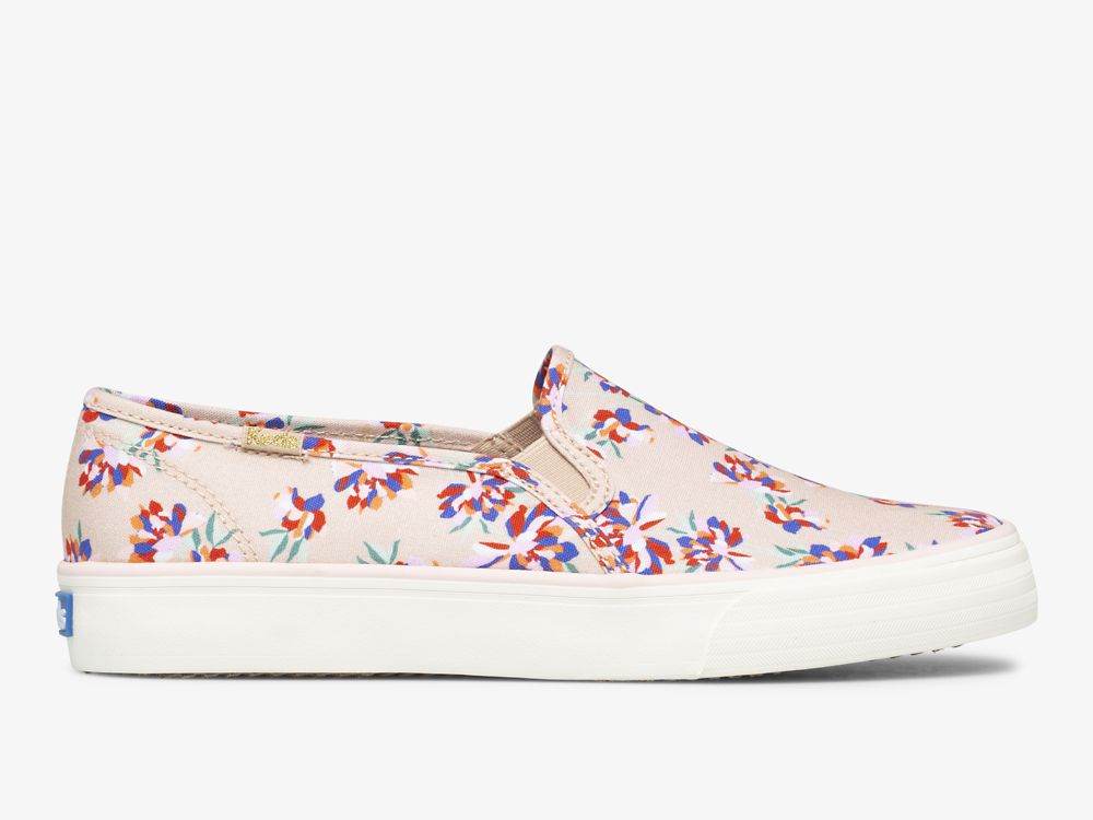 Keds Double Decker Spring Floral Ženske Slip On Sneakers Smeđe | RS-95935