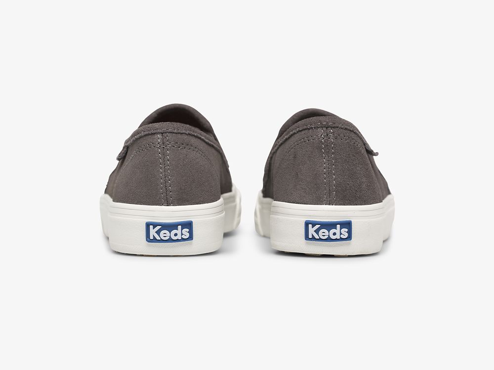 Keds Double Decker Suede Ženske Slip On Sneakers Tamno Sive | RS-90342