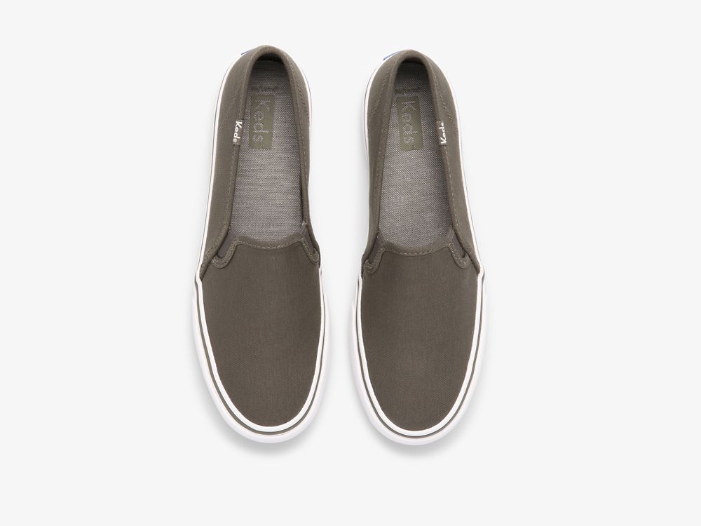 Keds Double Decker Tencel™ Ženske Slip On Sneakers Maslinasto Zelene | RS-90417