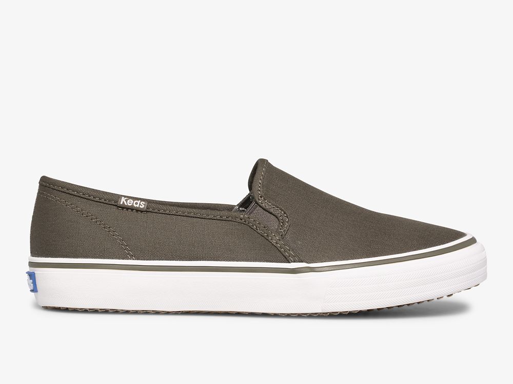 Keds Double Decker Tencel™ Ženske Slip On Sneakers Maslinasto Zelene | RS-90417