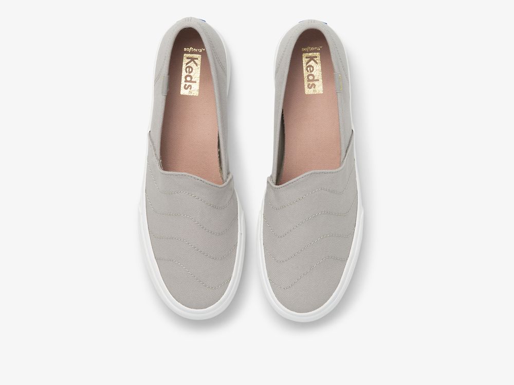 Keds Double Decker Wave Canvas Ženske Slip On Sneakers Sive | RS-23515