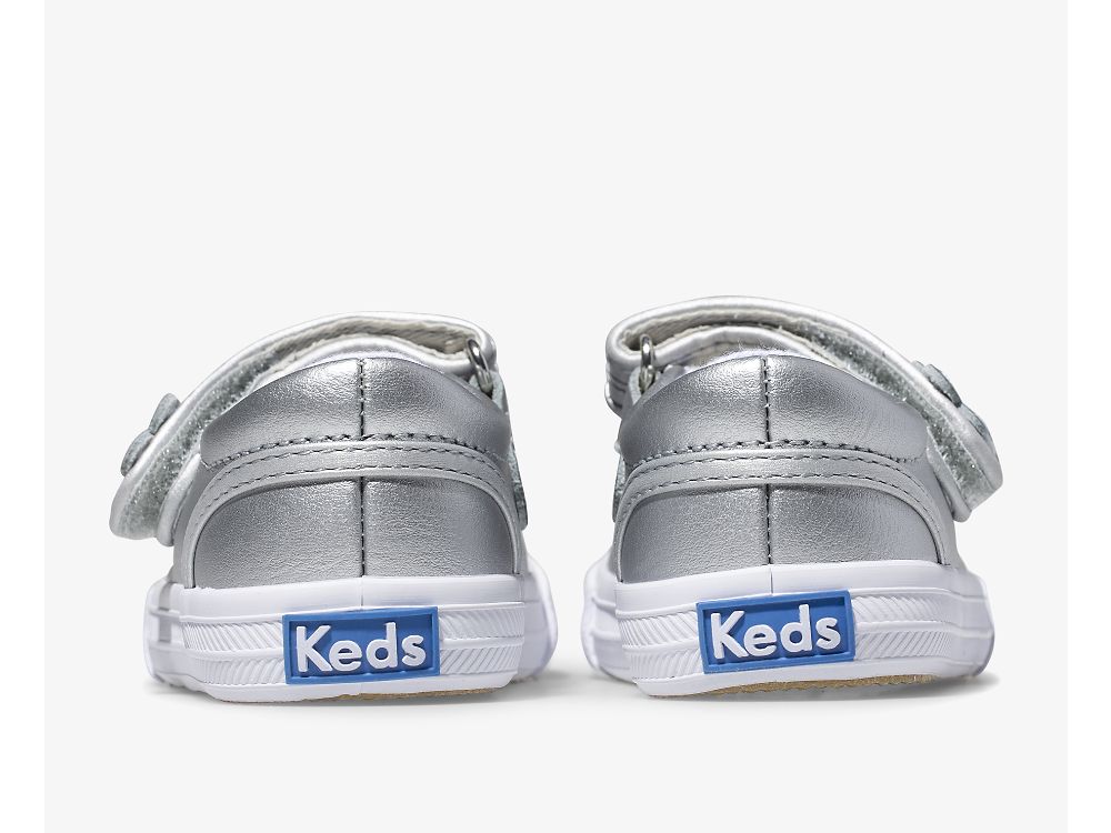 Keds Ella Mary Jane Djevojke Koža Sneakers Srebrne | RS-33624