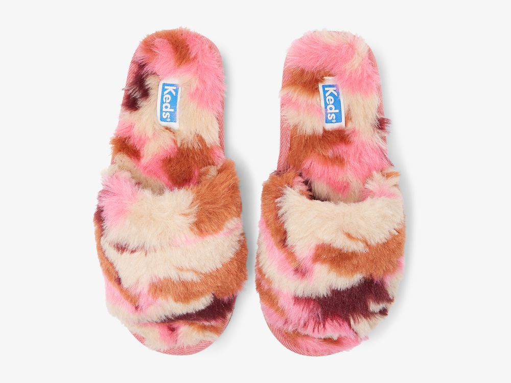 Keds Fuzzy Slide Slipper Ženske Papuče Roze Maskirne | RS-02556