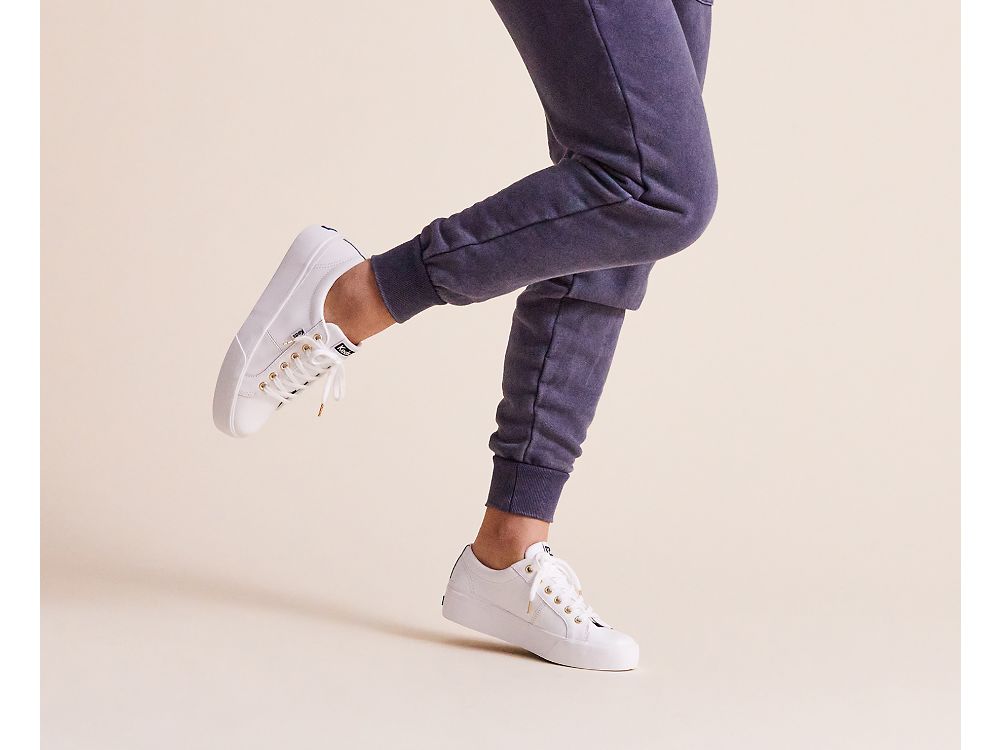 Keds Jump Kick Duo Koža Ženske Koža Sneakers Bijele | RS-36328