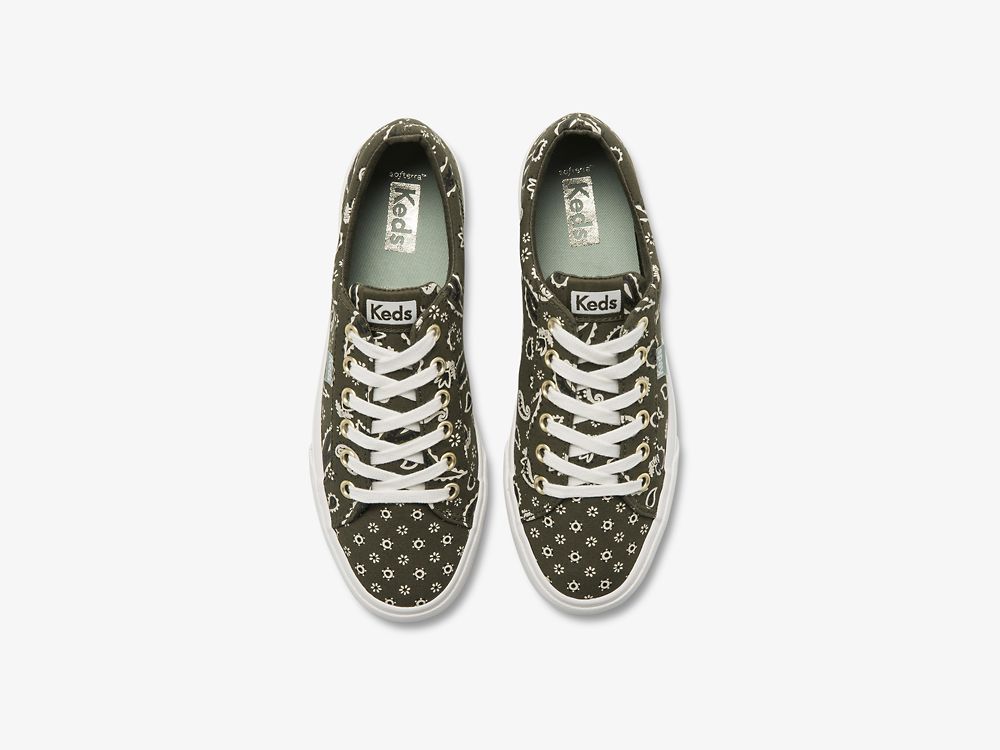 Keds Jump Kick Feat. Organic Bandana Ženske Lace Up Shoes Maslinasto Zelene | RS-01399