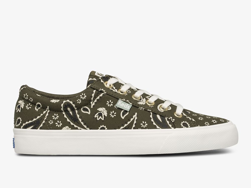 Keds Jump Kick Feat. Organic Bandana Ženske Lace Up Shoes Maslinasto Zelene | RS-01399