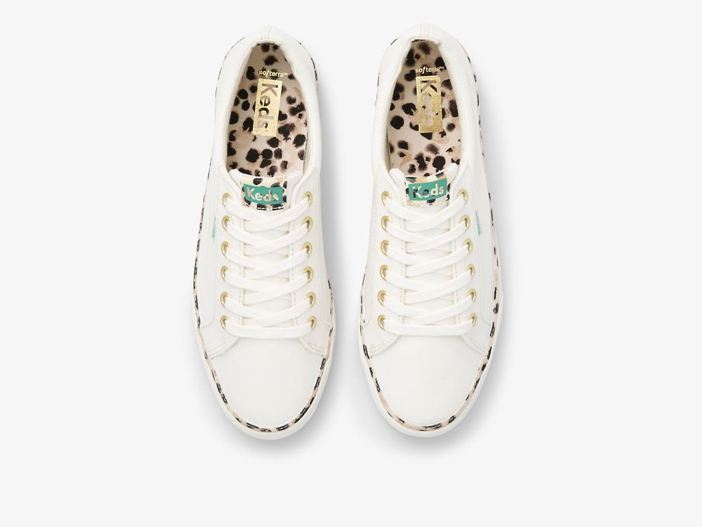 Keds Jump Kick Leopard Pop Canvas Ženske Lace Up Shoes Krem | RS-67971