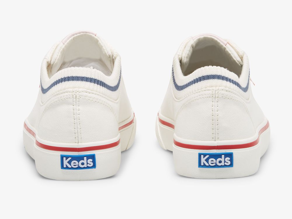 Keds Jump Kick Rib Knit Collar Ženske Lace Up Shoes Bijele Crvene | RS-79013