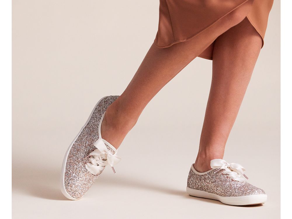 Keds Kate Spade New York Champion Glitter Ženske Lace Up Shoes Roze Zlatne Visebojne | RS-29208