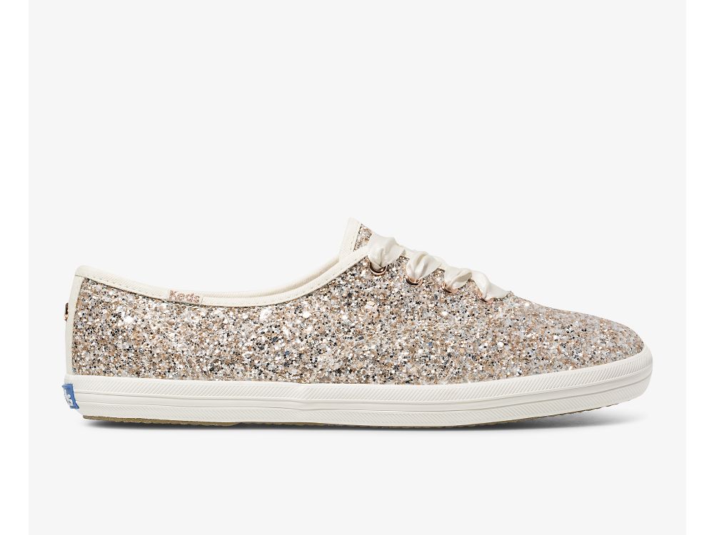 Keds Kate Spade New York Champion Glitter Ženske Lace Up Shoes Roze Zlatne Visebojne | RS-29208