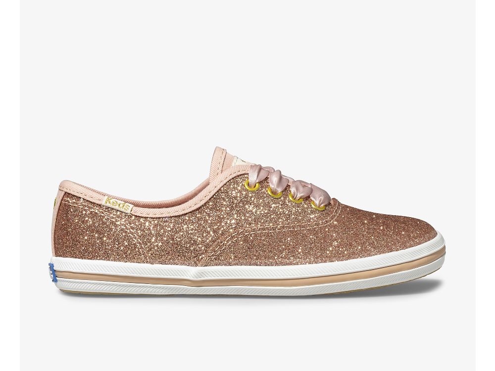 Keds Kate Spade New York Champion Glitter Sneaker Djevojke Patike Roze Zlatne | RS-31157