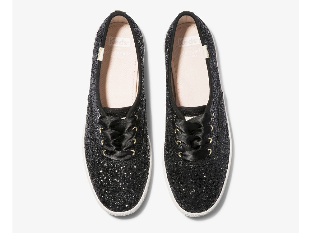 Keds Kate Spade New York Champion Glitter Ženske Lace Up Shoes Crne | RS-32858