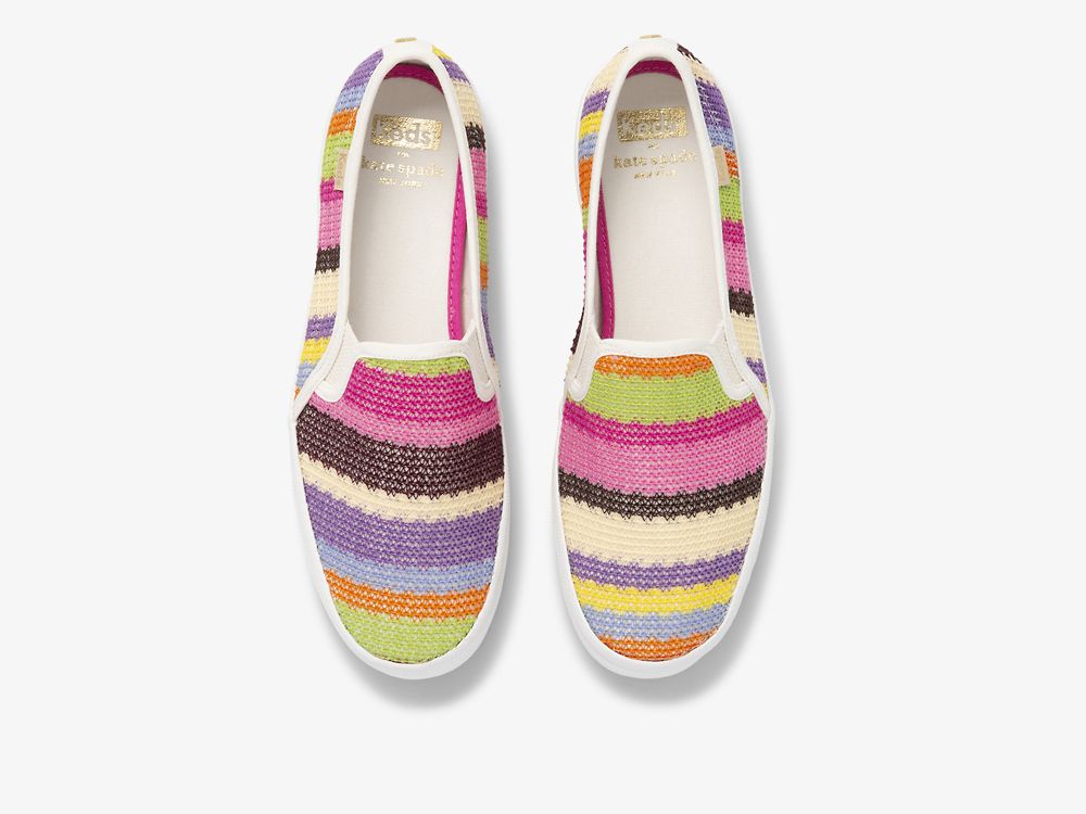 Keds Kate Spade New York Double Decker Crochet Ženske Slip On Sneakers Roze Visebojne | RS-93291