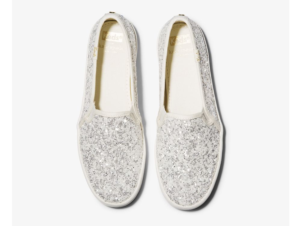 Keds Kate Spade New York Double Decker Glitter Ženske Slip On Sneakers Krem | RS-91242