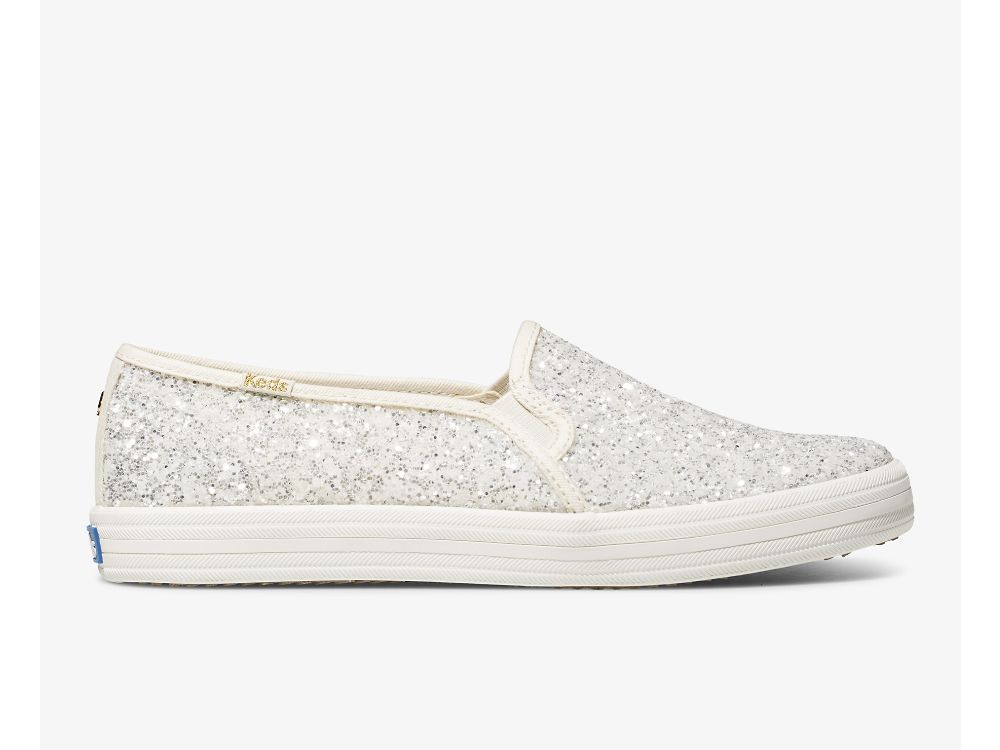 Keds Kate Spade New York Double Decker Glitter Ženske Slip On Sneakers Krem | RS-91242