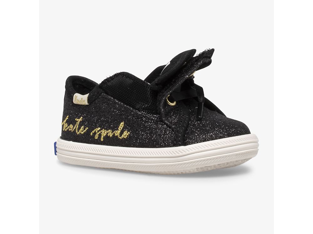 Keds Kate Spade New York Kickstart Glitter Crib Djevojke Patike Crne | RS-33465