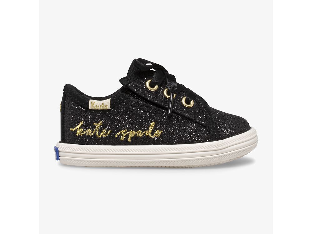 Keds Kate Spade New York Kickstart Glitter Crib Djevojke Patike Crne | RS-33465