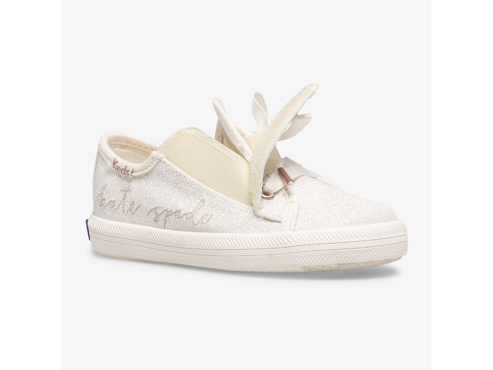 Keds Kate Spade New York Kickstart Jr Ivory Glitter Djevojke Patike Bijele | RS-22569