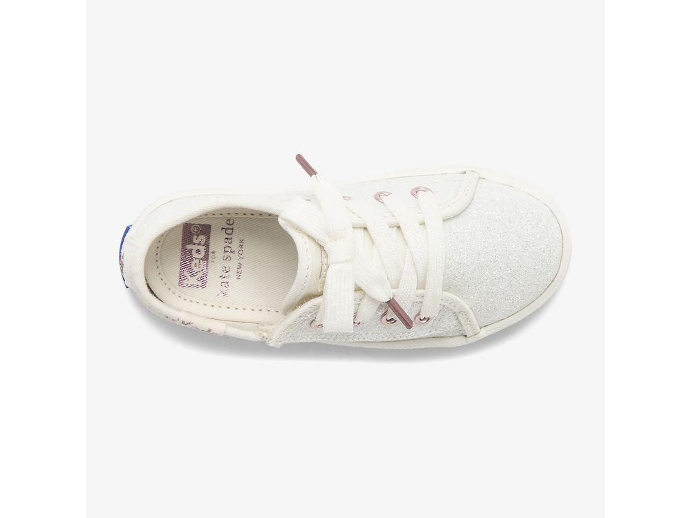 Keds Kate Spade New York Kickstart Jr Ivory Glitter Djevojke Patike Bijele | RS-22569