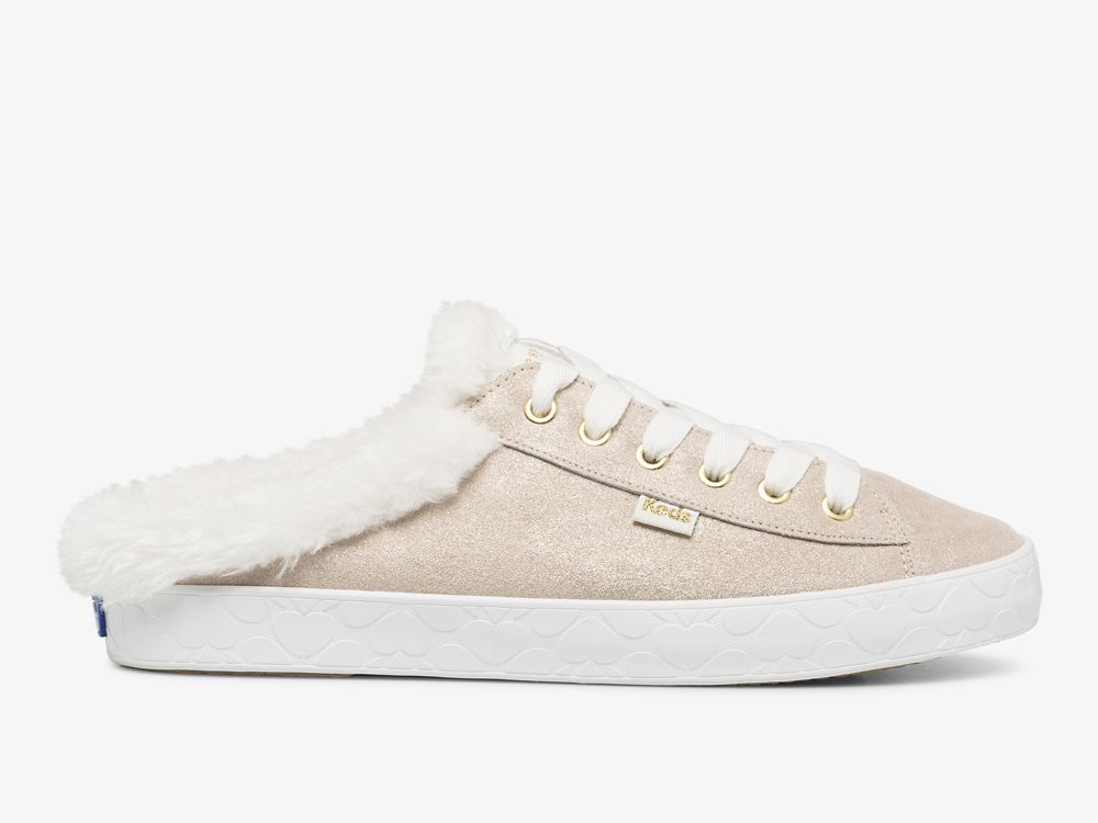 Keds Kate Spade New York Kickstart Mule Fur Collar Glitter Suede Ženske Papuče Visebojne | RS-32944