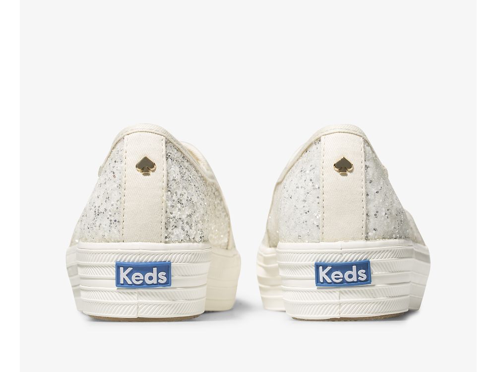 Keds Kate Spade New York Triple Decker Glitter Ženske Slip On Sneakers Krem | RS-64549