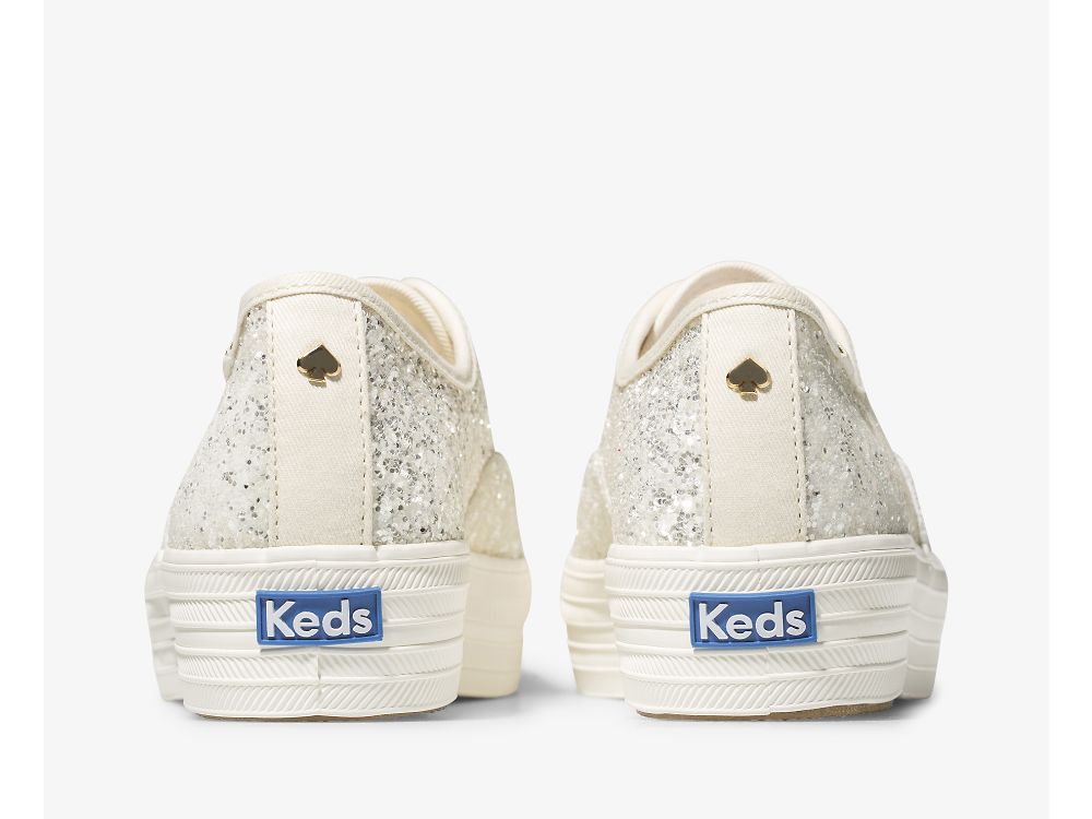 Keds Kate Spade New York Triple Glitter Ženske Lace Up Shoes Krem | RS-28921