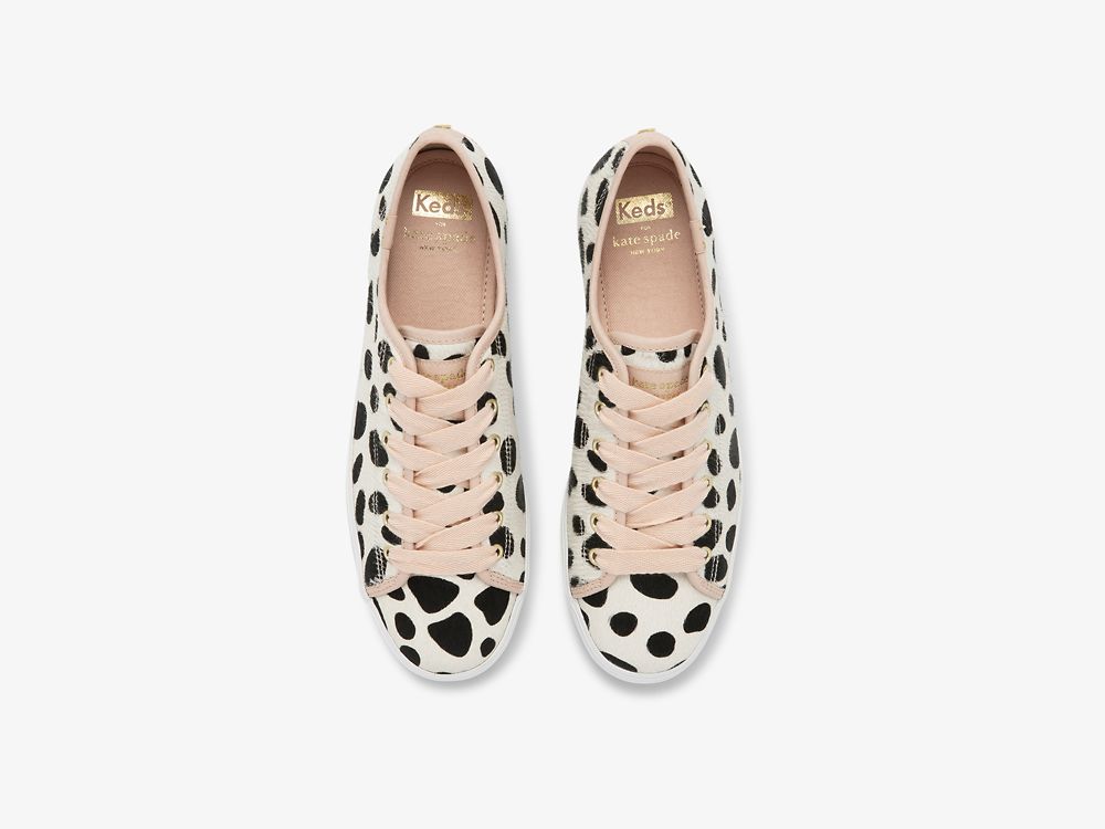 Keds Kate Spade New York Triple Kick Oversized Dot Calf Hair Ženske Lace Up Shoes Bijele Roze | RS-54512