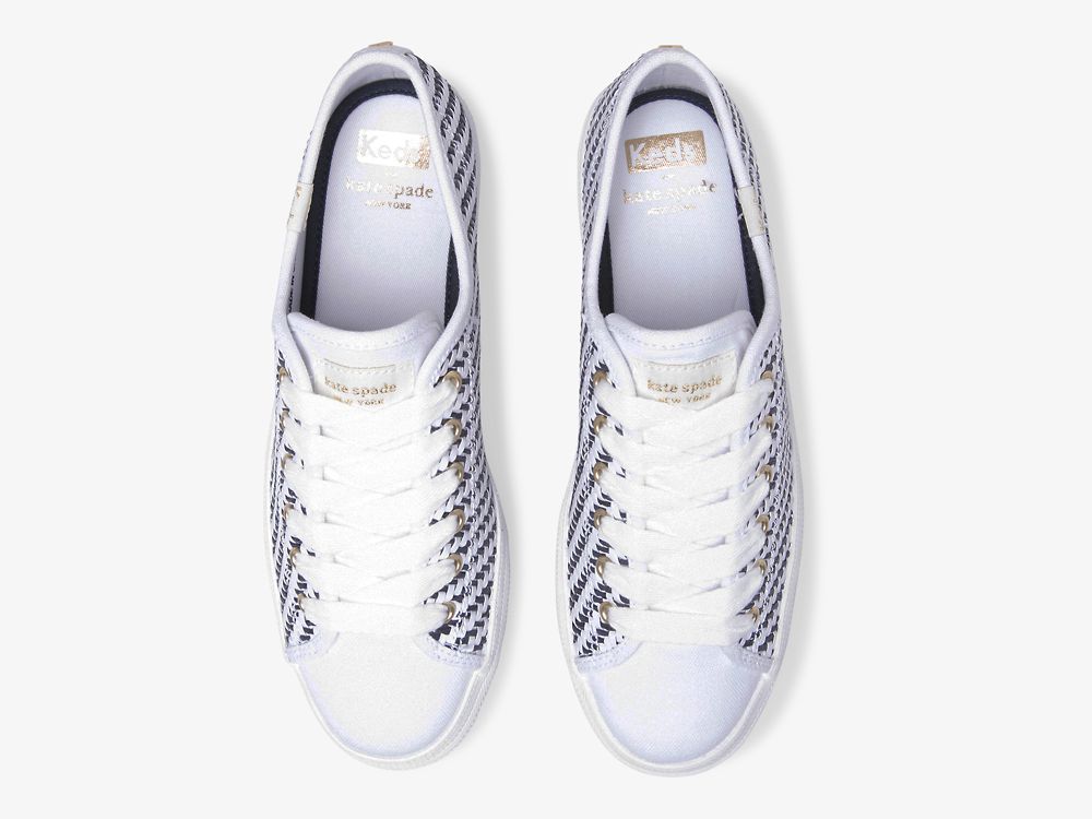 Keds Kate Spade New York Triple Up Woven Ženske Platforma Sneakers Bijele Tamnoplave | RS-10512