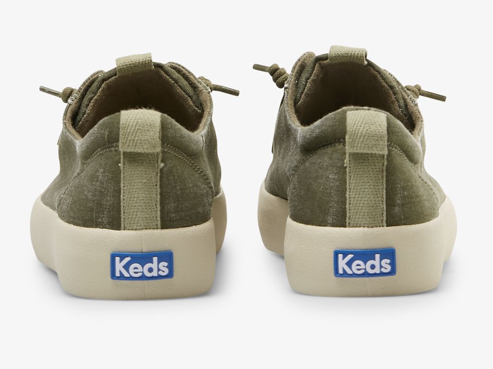 Keds Kickback Canvas Washable Ženske Lace Up Shoes Maslinasto Zelene | RS-51351