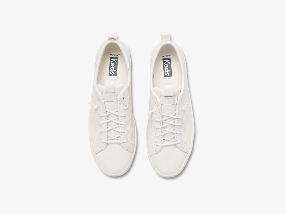 Keds Kickback Koža Ženske Koža Sneakers Bijele | RS-83431