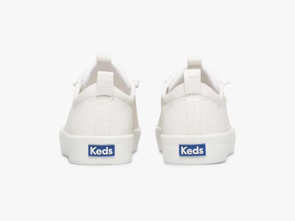 Keds Kickback Koža Ženske Slip On Sneakers Bijele | RS-31252