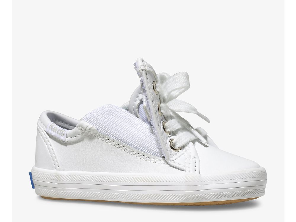 Keds Kickstart Jr. Koža Sneaker Djevojke Koža Sneakers Bijele | RS-07794