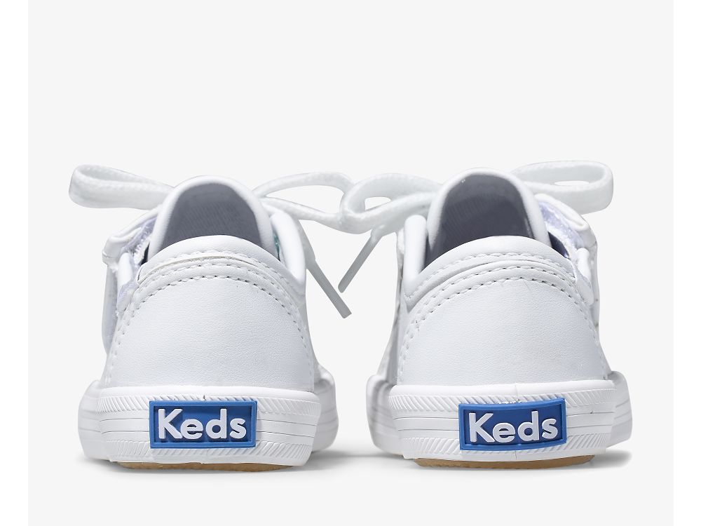 Keds Kickstart Jr. Koža Sneaker Djevojke Koža Sneakers Bijele | RS-07794