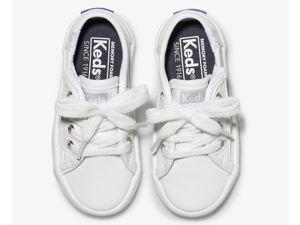 Keds Kickstart Jr. Koža Sneaker Djevojke Koža Sneakers Bijele | RS-07794