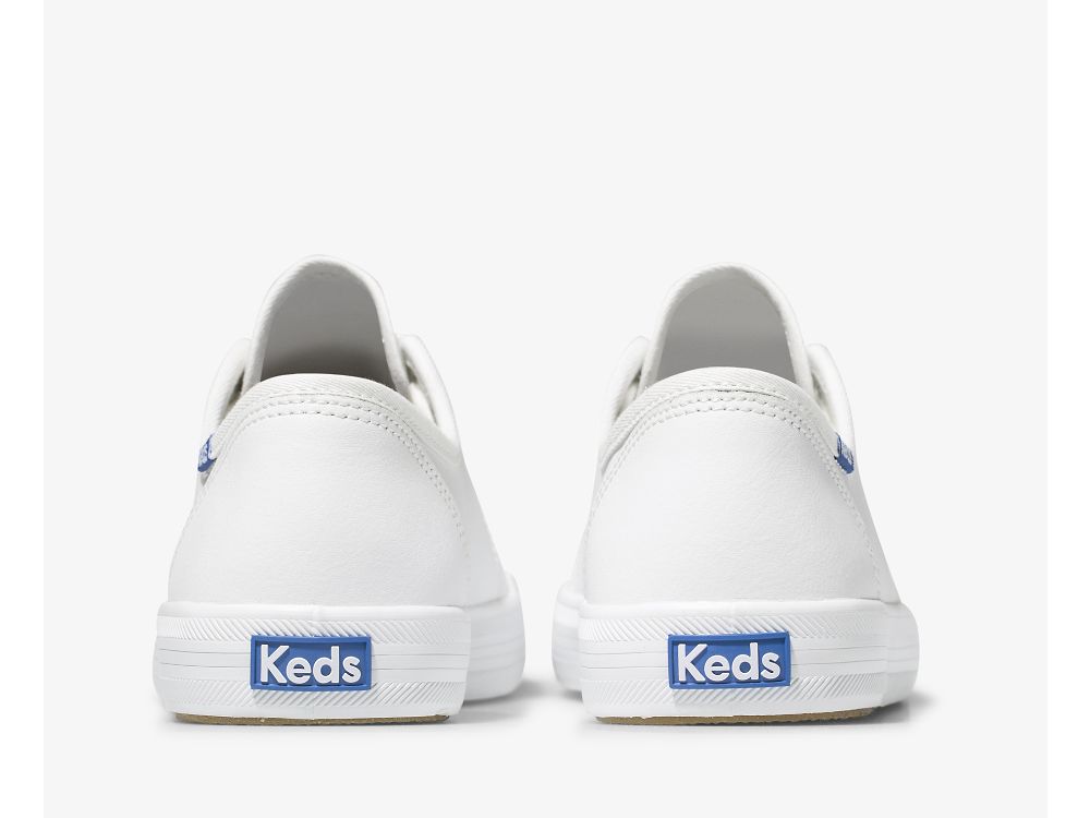 Keds Kickstart Koža Ženske Koža Sneakers Bijele Plave | RS-78308