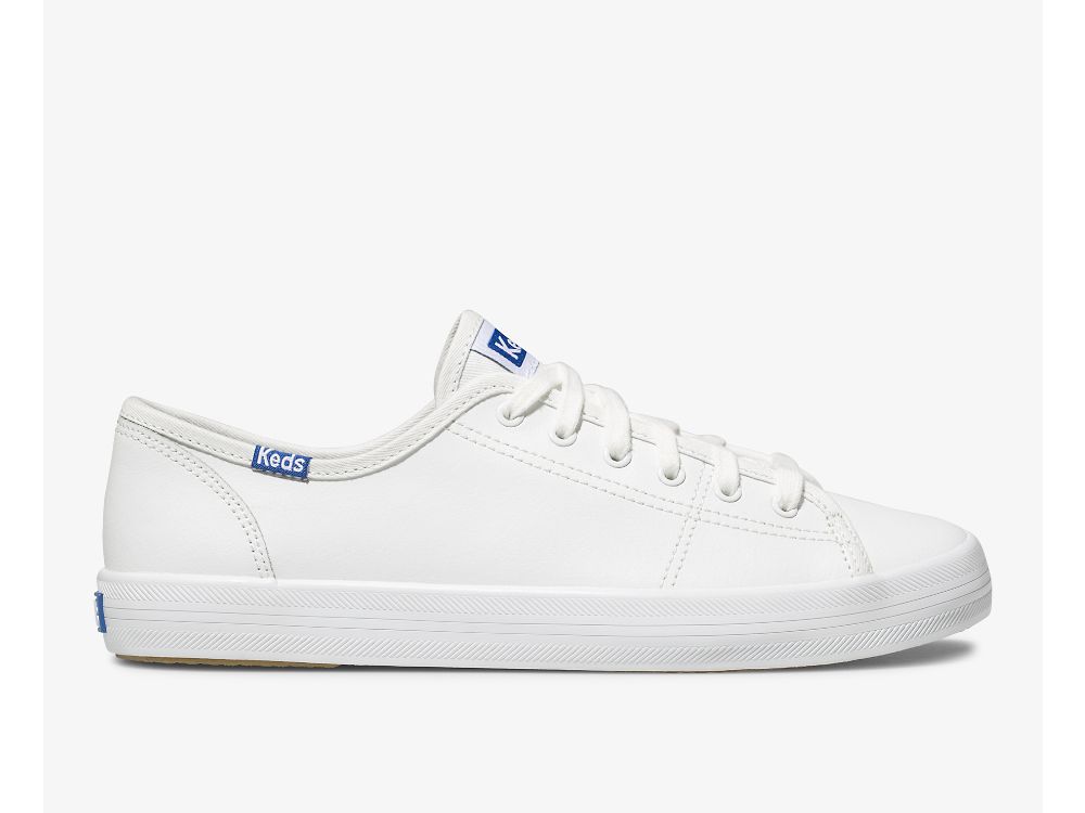 Keds Kickstart Koža Ženske Koža Sneakers Bijele Plave | RS-78308