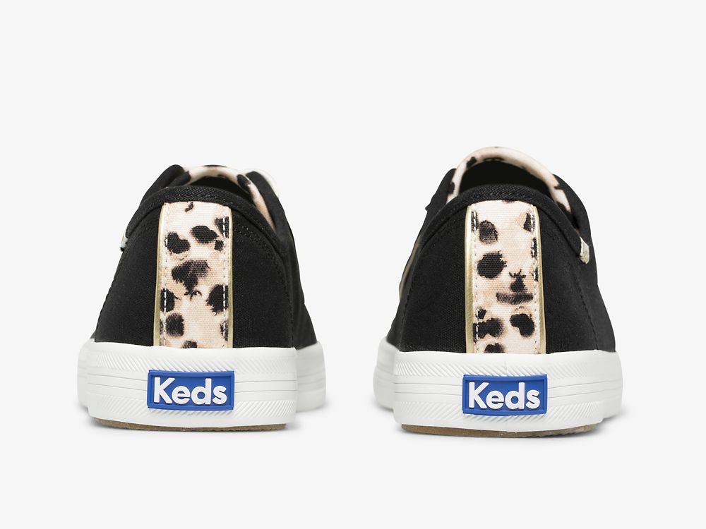 Keds Kickstart Leopard Pop Canvas Ženske Tenisice Crne | RS-02270