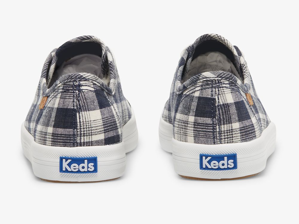 Keds Kickstart Linen Plaid Ženske Tenisice Plave Visebojne | RS-73097