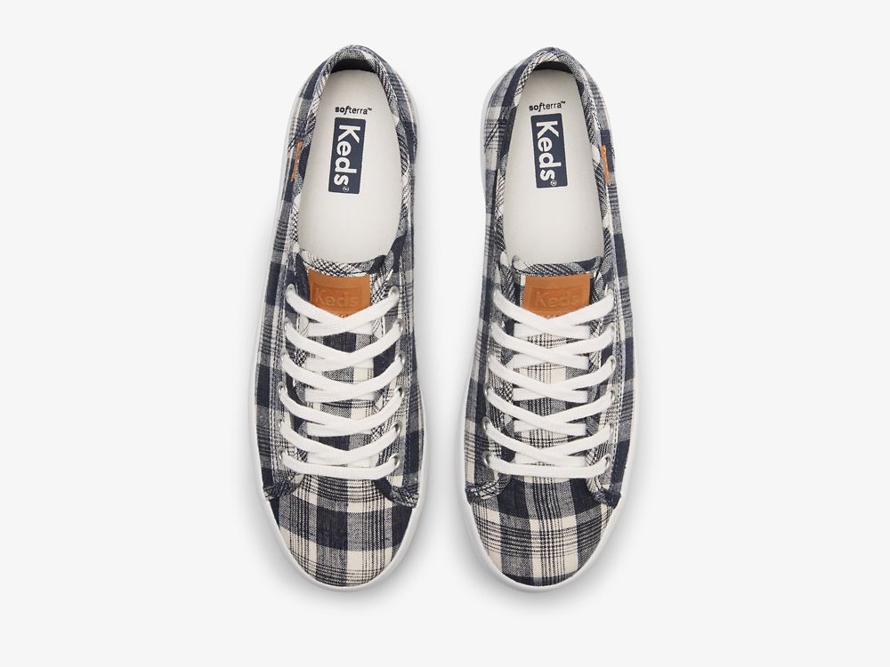 Keds Kickstart Linen Plaid Ženske Tenisice Plave Visebojne | RS-73097