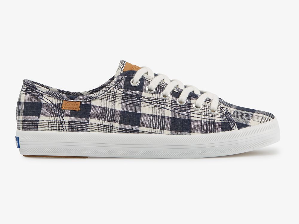 Keds Kickstart Linen Plaid Ženske Tenisice Plave Visebojne | RS-73097