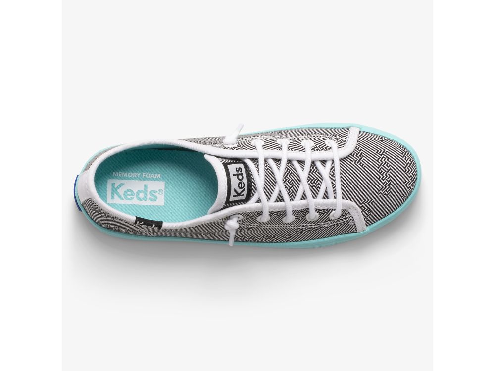 Keds Kickstart Seasonal Djevojke Patike Crne Bijele Tirkizne | RS-97141