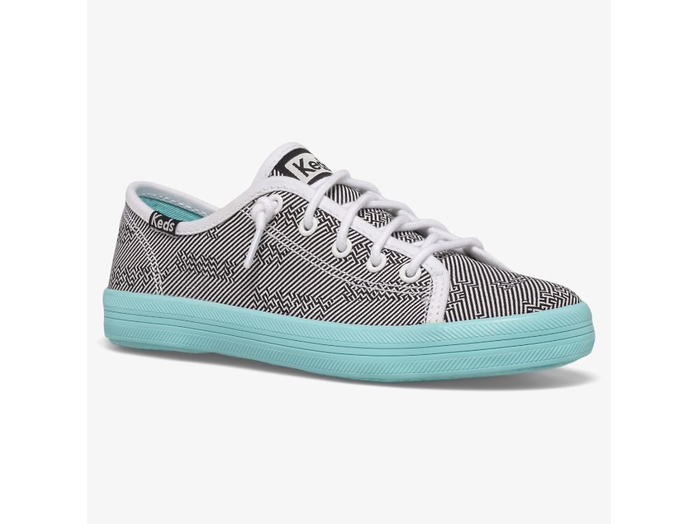 Keds Kickstart Seasonal Djevojke Patike Crne Bijele Tirkizne | RS-97141