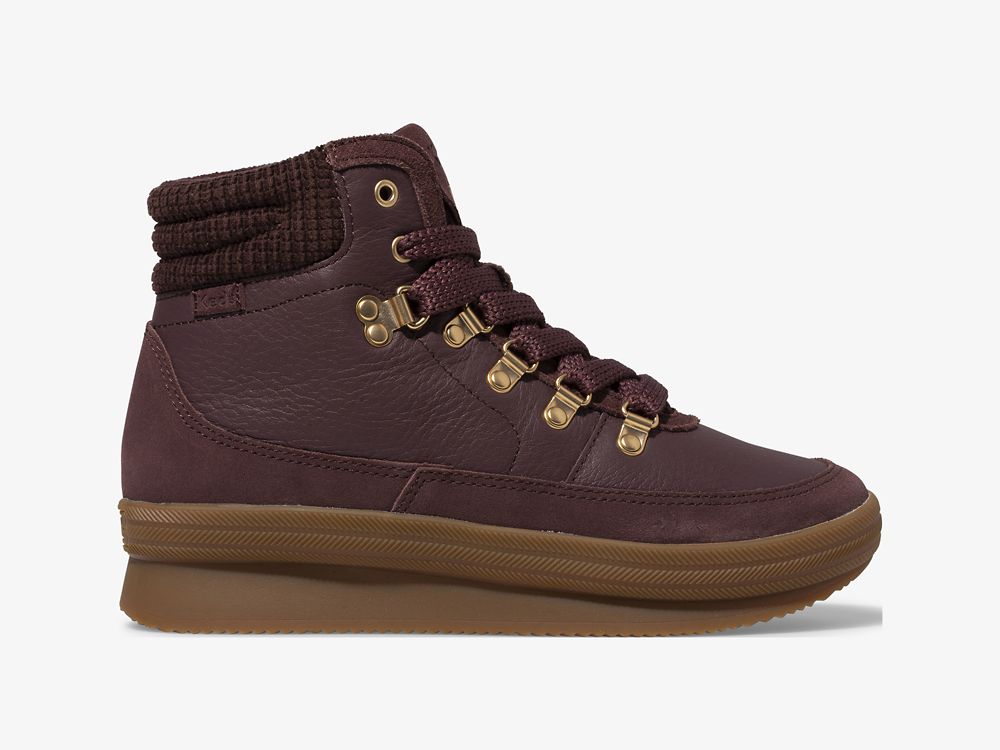 Keds Midland Boot Luxe Koža w/ Thinsulate™ Ženske Koža Sneakers Bordo | RS-87336