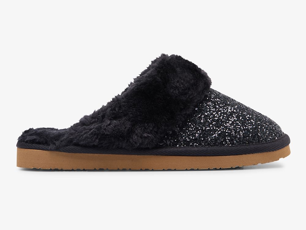 Keds Mule Slipper Glitter Ženske Papuče Crne | RS-59629