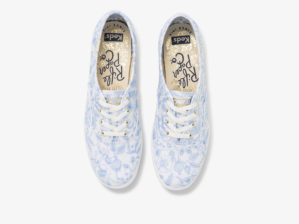 Keds Rifle Paper Co. Champion Aviary Ženske Lace Up Shoes Bijele Plave | RS-38009