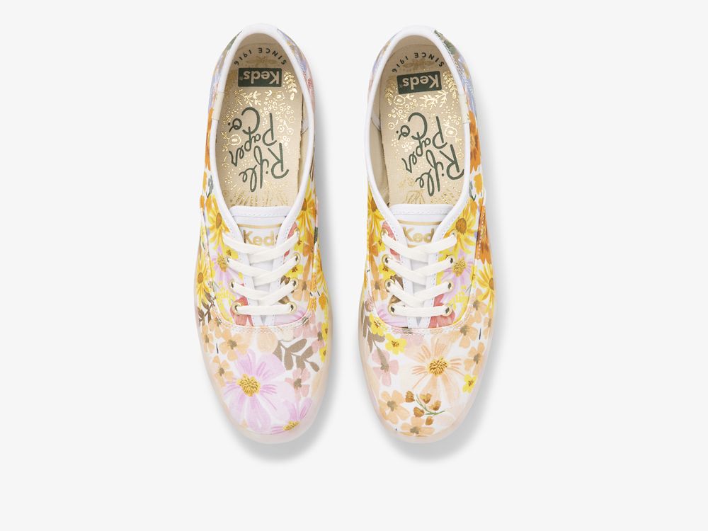 Keds Rifle Paper Co. Champion Marguerite Ženske Lace Up Shoes Roze Žute Visebojne | RS-22204